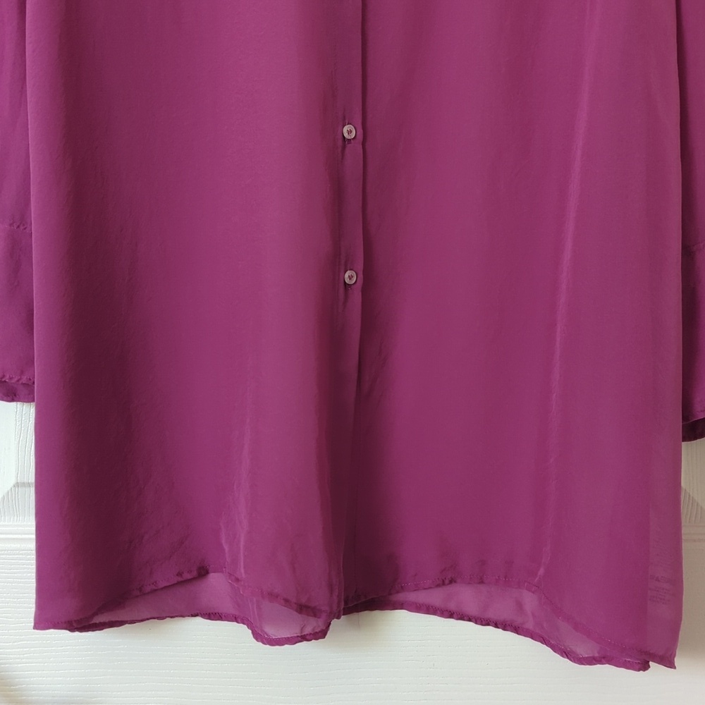 Free People Renata 100% Silk Sheer Long Sleeve Button Down Tunic Lush Viola S - Picture 8 of 13